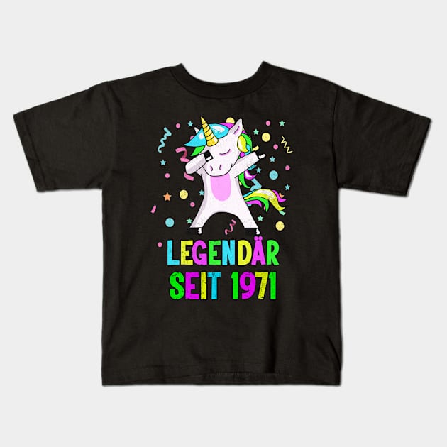 Geburtstag Legendär seit 1971 Einhorn Dab Party Kids T-Shirt by Foxxy Merch